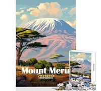 Rompecabezas para Adolescentes de 1000 Piezas Monte Meru Tanzania Juguetes de decoración para el hogar Regalo Divertido Juego práctico con póster a Juego y Hoja de Trivia tamaño 50x75cm