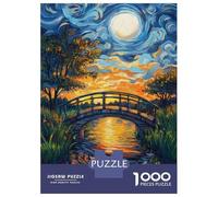 Rompecabezas para Adolescentes De 1000 Piezas Moonlit Bridge Sunset Rompecabezas para Adultos Juego Práctico Mejora La Memoria Gran Regalo para Jugar 38x26cm/1000pcs