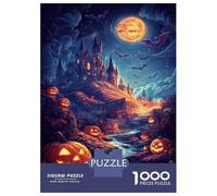 Rompecabezas para Adolescentes De 1000 Piezas Moonlit Castle Halloween -1 Rompecabezas para Adultos Juego De Ingenio Una Obra De Arte Actividades Divertidas En Casa 38x26cm/1000pcs