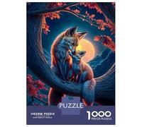 Rompecabezas para Adolescentes De 1000 Piezas Moonlit Fox Family Embrace Rompecabezas para Adultos Juego De Ingenio Decoración De Pared Regalos para Reducir El Estrés 52x38cm/1000pcs