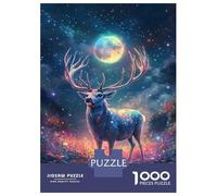 Rompecabezas para Adolescentes De 1000 Piezas Moonlit Stag Fantasy Rompecabezas para Adultos Juego De Ingenio Una Obra De Arte Actividades Divertidas En Casa 52x38cm/1000pcs