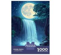 Rompecabezas para Adolescentes De 1000 Piezas Moonlit Waterfall Scene Rompecabezas para Adultos Juegos Relajantes Decoración Perfecta Cumpleaños Y Navidad 38x26cm/1000pcs