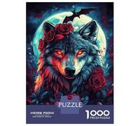 Rompecabezas para Adolescentes De 1000 Piezas Moonlit Wolf & Roses -4 Rompecabezas para Adultos Juguete Decoración De Pared Carrera De Velocidad Manual Desafío Educativo 52x38cm/1000pcs