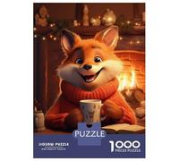 Rompecabezas para Adolescentes De 1000 Piezas Morning Cute Fox Christmas Rompecabezas para Adultos Juguetes Antiestrés Arte De Pared Regalos De Cumpleaños Y Únicos 38x26cm/1000pcs