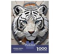 Rompecabezas para Adolescentes De 1000 Piezas Mosaic White Tiger Head Rompecabezas para Adolescentes Juegos Relajantes Alivia El Estrés 38x26cm/1000pcs