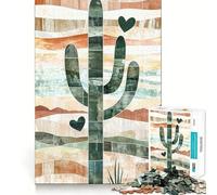 Rompecabezas para Adolescentes de 1000 Piezas,Mosaico de Cactus al Atardecer,Piezas de Ajuste preciso,Juguete lógico y Divertido,Juego Tranquilo,Juego de Arte para cumpleaños (38x52cm)