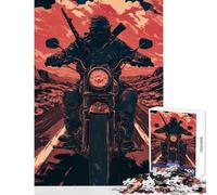 Rompecabezas para Adolescentes de 1000 Piezas Motociclista en el Desierto Juegos educativos de análisis y lógica Juguetes para armar Interacción Entre Padres e Hijos (75x50cm)