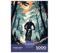 Rompecabezas para Adolescentes De 1000 Piezas Mountain Biker in Forest Illustration Rompecabezas para Adolescentes Juego Práctico Desafío Difícil Desafiante De Completar 70x50cm/1000pcs