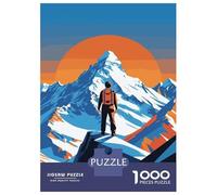 Rompecabezas para Adolescentes De 1000 Piezas Mountain Climber at Peak Vector Illustration Rompecabezas para Adultos Juego Práctico Mejora La Memoria Gran Regalo para Jugar 52x38cm/1000pcs