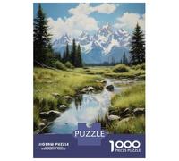 Rompecabezas para Adolescentes De 1000 Piezas Mountain River Landscape Painting-1 Rompecabezas para Adultos Juegos Relajantes Corte De Precisión Diversión En Casa Actividades, 70x50cm/1000pcs