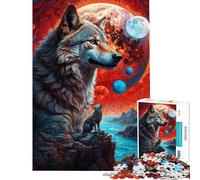 Rompecabezas para Adolescentes de 1000 Piezas Muchas Lunas Lobo Solitario Rompecabezas para Adultos Juego Familiar Mejora la Memoria (tamaño 38x26cm)