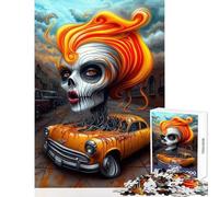 Rompecabezas para Adolescentes de 1000 Piezas: Mujer Calavera y Coche El Alma de la máquina Juguete para decoración de Pared Regalo de cumpleaños Juegos educativos Entrena tu Cerebro y Tus Manos
