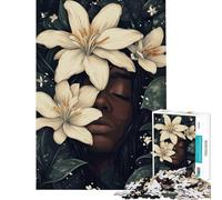 Rompecabezas para Adolescentes de 1000 Piezas Mujer con Lirios Juguetes adictivos para Cultivar la Paciencia Juego de ingenio Decoración Perfecta Regalo Divertido (Tamaño 50x75cm)