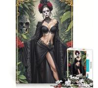 Rompecabezas para Adolescentes de 1000 Piezas: Mujer del Día de Muertos, Juegos relajantes, interacción Entre Padres e Hijos, Juego de desafío único 38x52cm