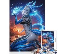 Rompecabezas para Adolescentes de 1000 Piezas Mujer Dragón Azul Rompecabezas de 1000 Piezas para ejercitar la Mente Gran Regalo para Juegos educativos y de Aprendizaje (50x75cm)