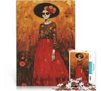 Rompecabezas para Adolescentes de 1000 Piezas Mujer en el Campo del Día de los Muertos Juegos educativos Buen Regalo 38x26cm