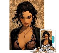 Rompecabezas para Adolescentes de 1000 Piezas Mujer misteriosa de Negro Rompecabezas para Adultos Juegos Familiares desafío difícil Regalo de cumpleaños (tamaño 38x26cm)