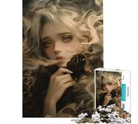 Rompecabezas para Adolescentes de 1000 Piezas Mujer mística en el Humo Juguete Educativo desafío Juegos educativos decoración de Pared Regalo de cumpleaños (tamaño 75x50cm)