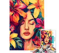 Rompecabezas para Adolescentes de 1000 Piezas Mujer rodeada de Flores Rompecabezas de 1000 Piezas para armar Juguetes para la diversión Familiar Juego desafiante para Toda la Familia (50x75cm)