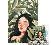 Rompecabezas para Adolescentes de 1000 Piezas Mujer rodeada de Hojas Verdes Ideal para cumpleaños y Navidad Juguete Educativo antiestrés Apto para Mayores de 14 años 38x52cm