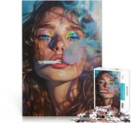 Rompecabezas para Adolescentes de 1000 Piezas Mujer Sexy fumando Juguetes de Juego para Regalo Familiar para la decoración del hogar 75x50cm