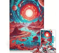 Rompecabezas para Adolescentes de 1000 Piezas Mundo alienígena neón Juego práctico Actividades Divertidas para Hacer en casa con póster y Hoja de Preguntas a Juego 38x52cm