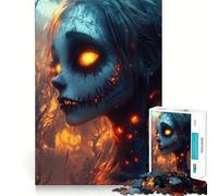 Rompecabezas para Adolescentes de 1000 Piezas,muñeco de Halloween en Llamas,Bordes impecables,Divertido Juego Mental,Regalo,Momento Acogedor,Arte de Pared navideño (38x52cm)