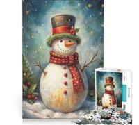 Rompecabezas para Adolescentes de 1000 Piezas: Muñeco de Nieve Festivo en un país de Las Maravillas Invernal, Juegos relajantes, interacción Entre Padres e Hijos, Juego de desafío único 38x52cm
