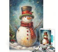 Rompecabezas para Adolescentes de 1000 Piezas: Muñeco de Nieve Festivo en un país de Las Maravillas Invernal, Juegos relajantes, interacción Entre Padres e Hijos, Juego de desafío único 38x26cm