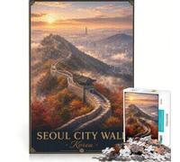 Rompecabezas para Adolescentes de 1000 Piezas: Muralla de la Ciudad de Seúl, Corea Juegos relajantes, de análisis y lógica, Que fomentan el Amor Entre Parejas 38x26cm