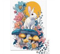 Rompecabezas para Adolescentes De 1000 Piezas Mushroom Garden Rabbit Art Print Rompecabezas para Adultos Juguetes Antiestrés Decoración De Pared Interacción Entre Padres E Hijos 52x38cm/1000pcs