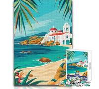 Rompecabezas para Adolescentes de 1000 Piezas, Mykonos, Grecia, Juguete de Arte de Viaje, Juego Intelectual, Mejora la Memoria, Regalos de cumpleaños, tamaño 50x75cm