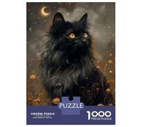 Rompecabezas para Adolescentes De 1000 Piezas Mystic Black Cat and Moon Rompecabezas para Adultos Juguetes DIY Pero Divertidos Y Humorísticos Regalos De Cumpleaños Y Únicos 38x26cm/1000pcs