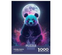 Rompecabezas para Adolescentes De 1000 Piezas Mystical Panda with Moon and Smoke Rompecabezas para Adultos Juego De Ingenio Decoración De Pared Regalos para Reducir El Estrés 70x50cm/1000pcs