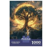 Rompecabezas para Adolescentes De 1000 Piezas Mystical Tree with Golden Aura Rompecabezas para Adultos Juguetes Antiestrés Decoración De Pared Interacción Entre Padres E Hijos 38x26cm/1000pcs