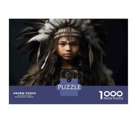 Rompecabezas para Adolescentes De 1000 Piezas Native American Girl Headdress Rompecabezas para Adolescentes Juegos Relajantes Regalos para Mujeres para Cumpleaños, Navidad 70x50cm/1000pcs