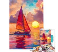 Rompecabezas para Adolescentes de 1000 Piezas Navegando hacia el Atardecer Rompecabezas con patrón desafiante para completar cumpleaños y Navidad 38x26cm