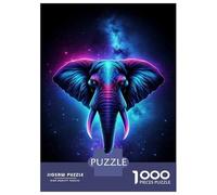 Rompecabezas para Adolescentes De 1000 Piezas Neon Elephant Wall Art Print Rompecabezas para Adultos Juegos Relajantes para La Diversión Familiar 70x50cm/1000pcs