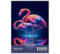 Rompecabezas para Adolescentes De 1000 Piezas Neon Flamingo Wall Art Print Rompecabezas para Adultos Juego Familiar Difícil Difícil Cumpleaños Y Navidad 70x50cm/1000pcs