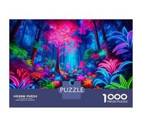 Rompecabezas para Adolescentes De 1000 Piezas Neon Forest Glow Rompecabezas Juguetes Antiestrés Corte De Precisión Cumpleaños 38x26cm/1000pcs