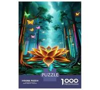 Rompecabezas para Adolescentes De 1000 Piezas Neon Forest Glowing Lotus Rompecabezas para Adultos Juego Práctico Que Mejora La Memoria Interacción Entre Padres E Hijos 70x50cm/1000pcs