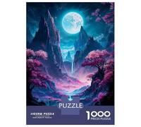 Rompecabezas para Adolescentes De 1000 Piezas Neon Full Moon Valley Rompecabezas para Adultos Juego Práctico Vacaciones En Casa Matar El Tiempo Juego Desafiante Regalos 70x50cm/1000pcs