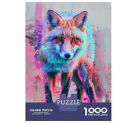 Rompecabezas para Adolescentes De 1000 Piezas Neon Glitch Fox Rompecabezas para Adolescentes Juegos Relajantes Decoración Cumpleaños 38x26cm/1000pcs