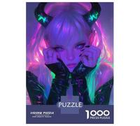 Rompecabezas para Adolescentes De 1000 Piezas Neon Horned Devil Girl Rompecabezas para Adultos Juguetes De Bricolaje Análisis Y Lógica Regalo De Cumpleaños, Regalos, 70x50cm/1000pcs