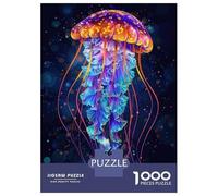Rompecabezas para Adolescentes De 1000 Piezas Neon Jellyfish Rompecabezas para Adultos Juego De Ingenio Aliviador del Estrés 70x50cm/1000pcs