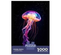 Rompecabezas para Adolescentes De 1000 Piezas Neon Jellyfish Rompecabezas para Adultos Juego De Ingenio para Mejorar La Memoria Actividades Divertidas En Casa 38x26cm/1000pcs