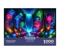 Rompecabezas para Adolescentes De 1000 Piezas Neon Jungle Waterfall Rompecabezas para Adolescentes Juegos Relajantes para La Diversión Familiar Juego Desafiante Regalos 52x38cm/1000pcs