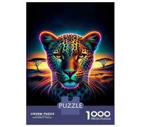 Rompecabezas para Adolescentes De 1000 Piezas Neon Leopard Wall Art Print Rompecabezas para Adultos Juegos De Relajación Decoración Juego Desafiante Regalos 52x38cm/1000pcs