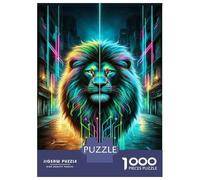 Rompecabezas para Adolescentes De 1000 Piezas Neon Lion Street Art Print Rompecabezas para Adultos Juego Familiar Regalos para Mujeres Cumpleaños Y Navidad 52x38cm/1000pcs