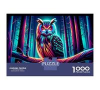 Rompecabezas para Adolescentes De 1000 Piezas Neon Owl Forest Art Print Rompecabezas para Adolescentes Juegos Relajantes para La Diversión Familiar Juego Desafiante Regalos 70x50cm/1000pcs